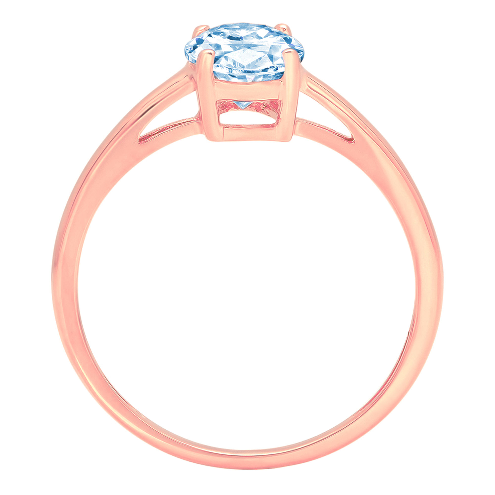 1.0ct oval cut blue simulated diamond 18k rose gold anniversary engagement ring size 7