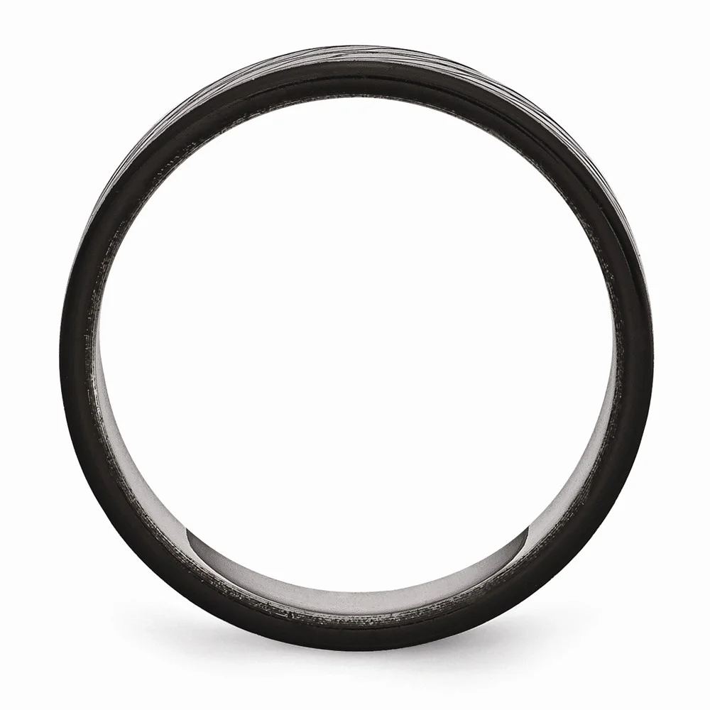 Stainless Steel Polished Black IP Diamond-Cut Ring Size: 10; for Adults and Teens; for Women and Men