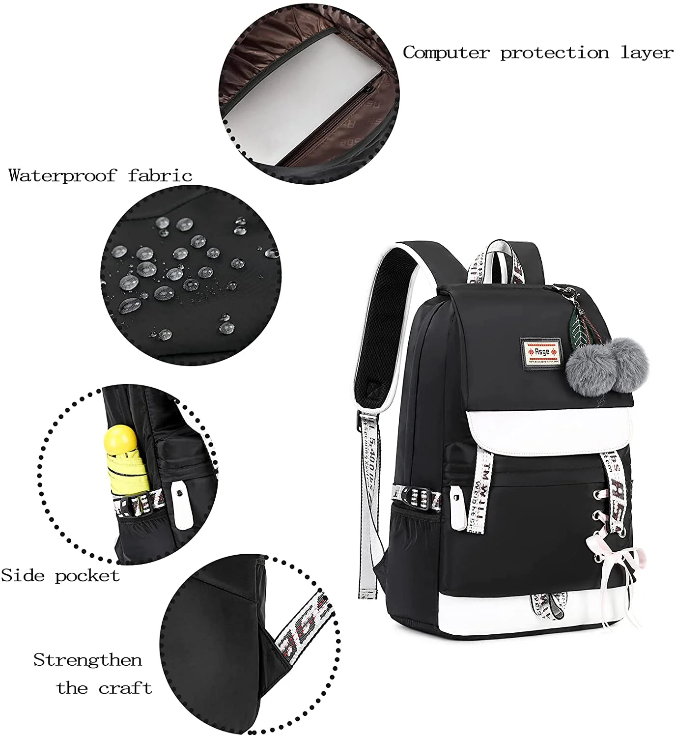 Asge Backpack for Girls Kids Schoolbag Children Bookbag Women Casual Daypack…