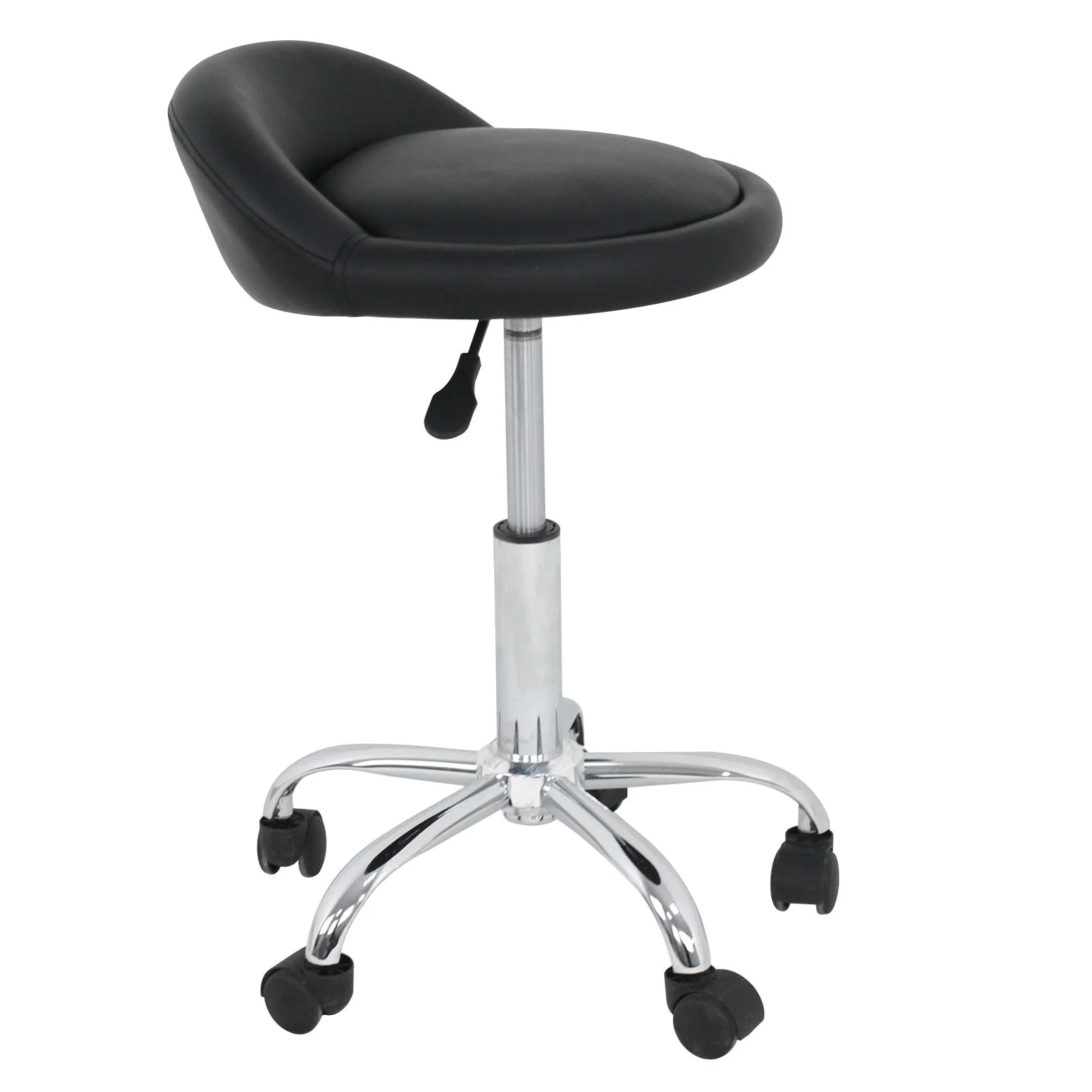 ZENY Set of Two Swivel Low-Back Salon Stool Chair PU Cushion, Black
