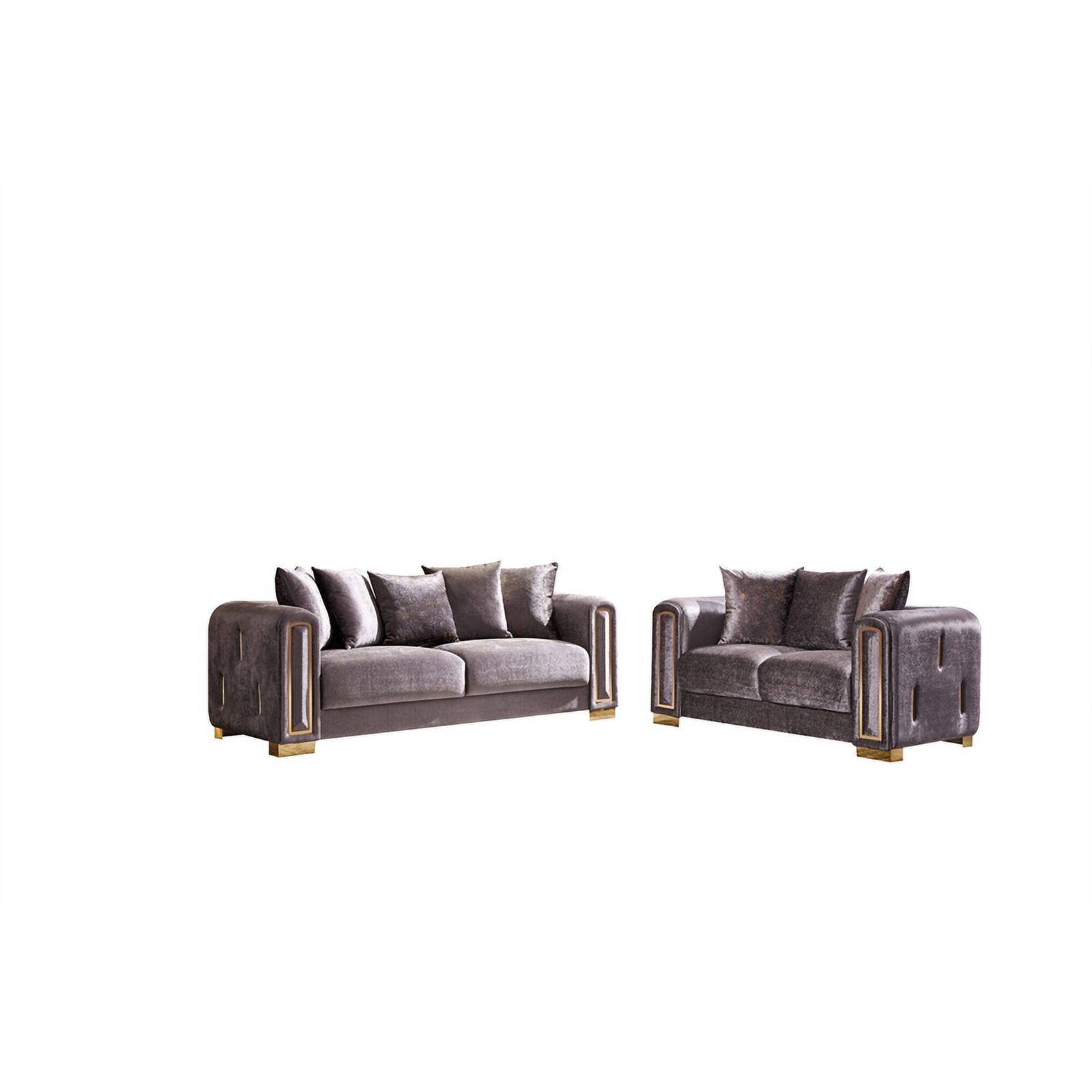 Pemberly Row Thick Velvet Fabric 2Pc Living Room Set Made With Wood in Gray