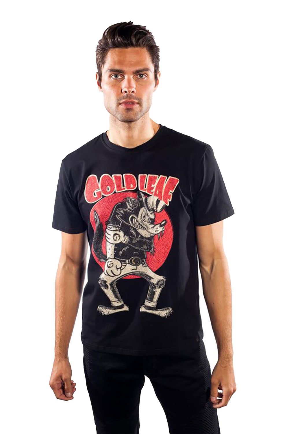 BARABAS men's big bad wolf black white t-shirt TR519