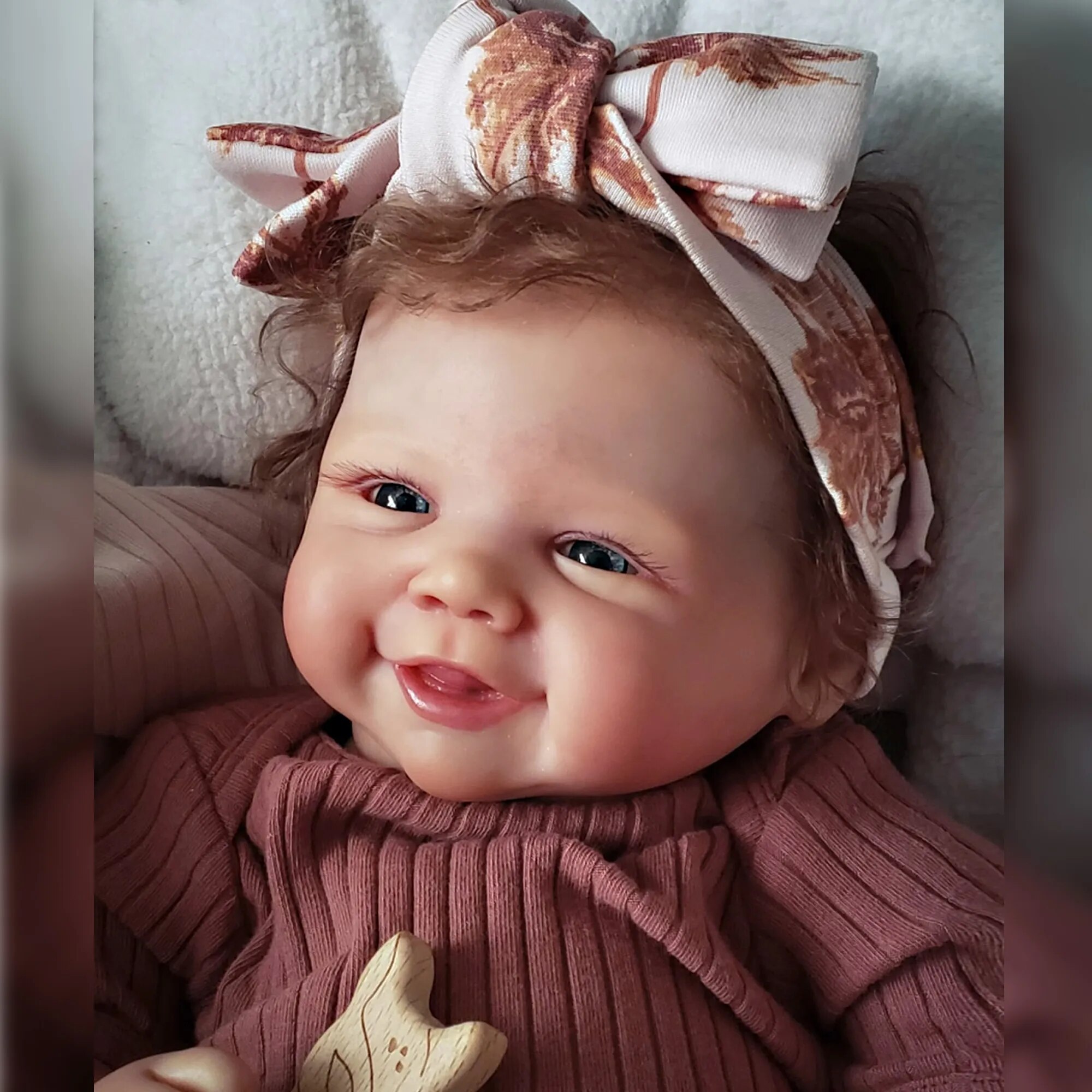 Vivienne Bebê Reborn Dolls 18 Inch Hand Made Painted Smile Newborn Baby With Rooted Hair Doll Toys Muñecas Para Niñas Rooted Hair