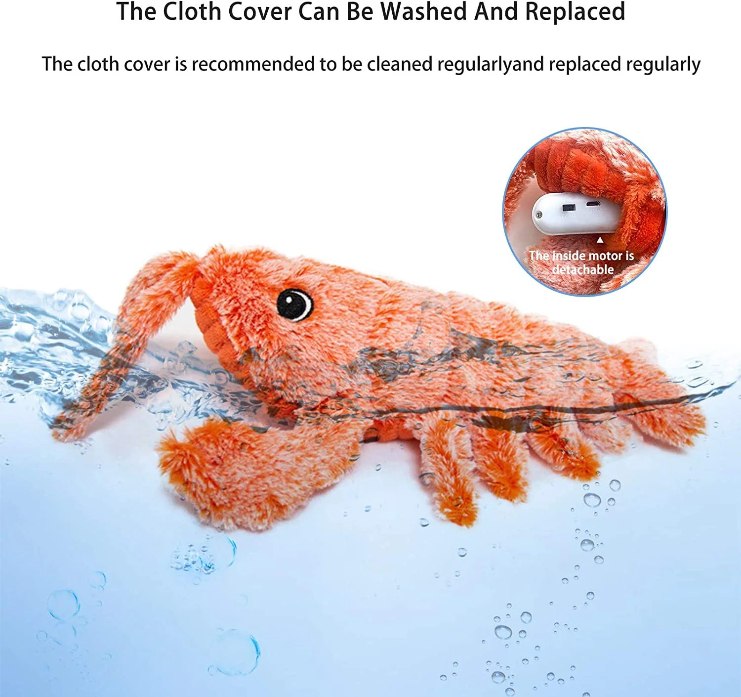 Flopping Lobster Cat Toy with Catnip Bag, Motion Kitten Toy, Plush Interactive Cat Toys, Fun Toy for Cat Exercise，USB Charging, Lifetime Replacement Catnip