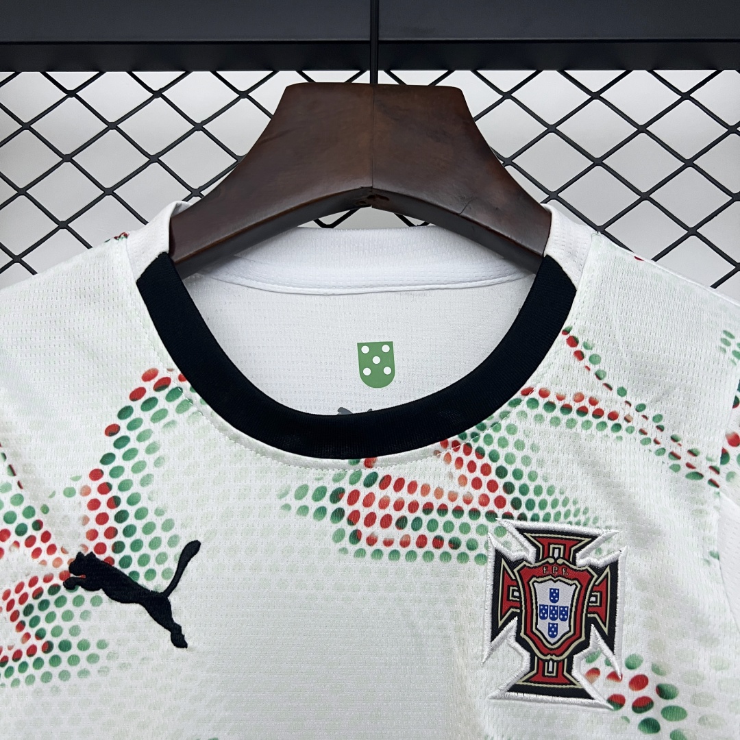 Kid's Portugal Away Long Sleeve Jersey+Shorts 2025
