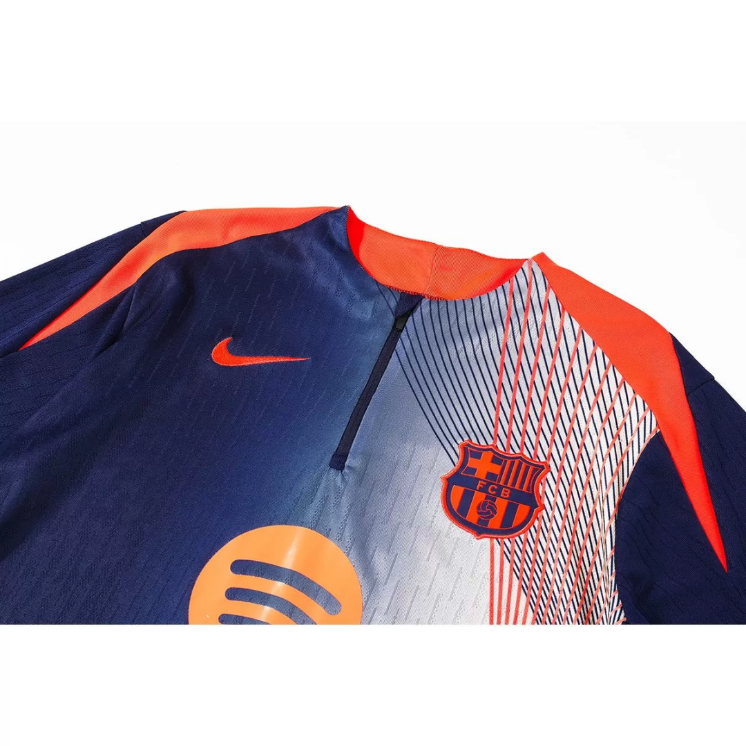 Kid's Barcelona 1/4 Zipper Sweat Kit(Top+Pants) Navy&Orange 2025/26