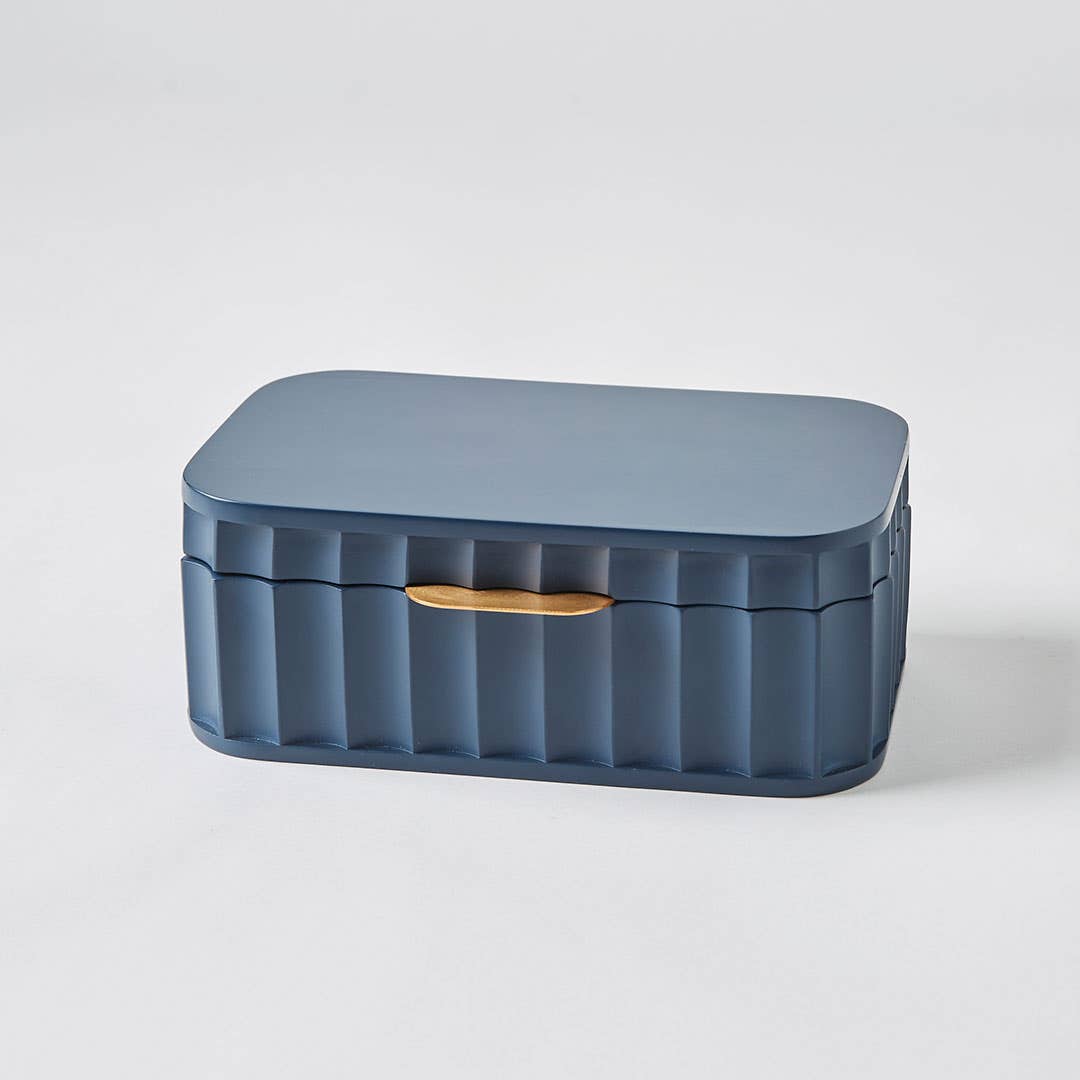 Thorton Ribbed Jewellery Box - Navy