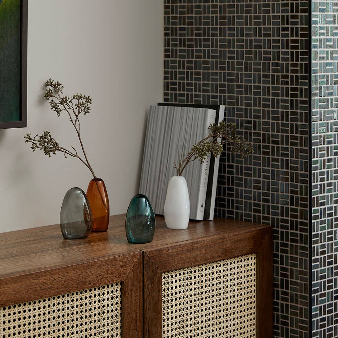 Pebble Stone Shaped Glass Vase - White