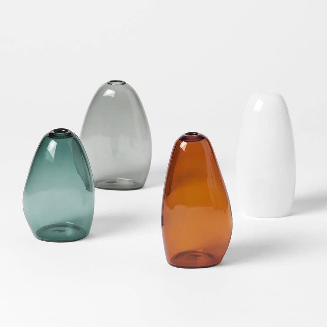 Pebble Stone Shaped Glass Vase - Charcoal