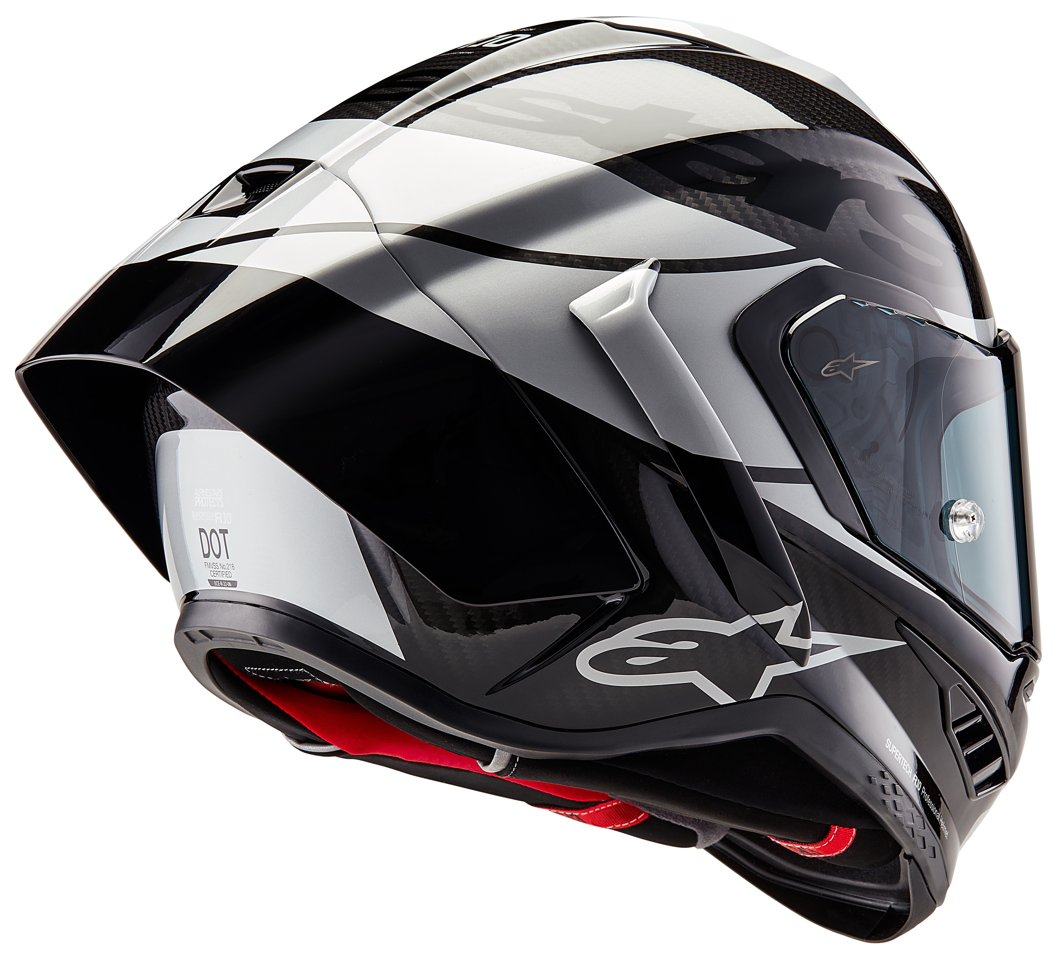FortNine Alpinestars Supertech R10 Carbon Element Helmet Gloss Black Carbon/Silver / XL [Open Box]