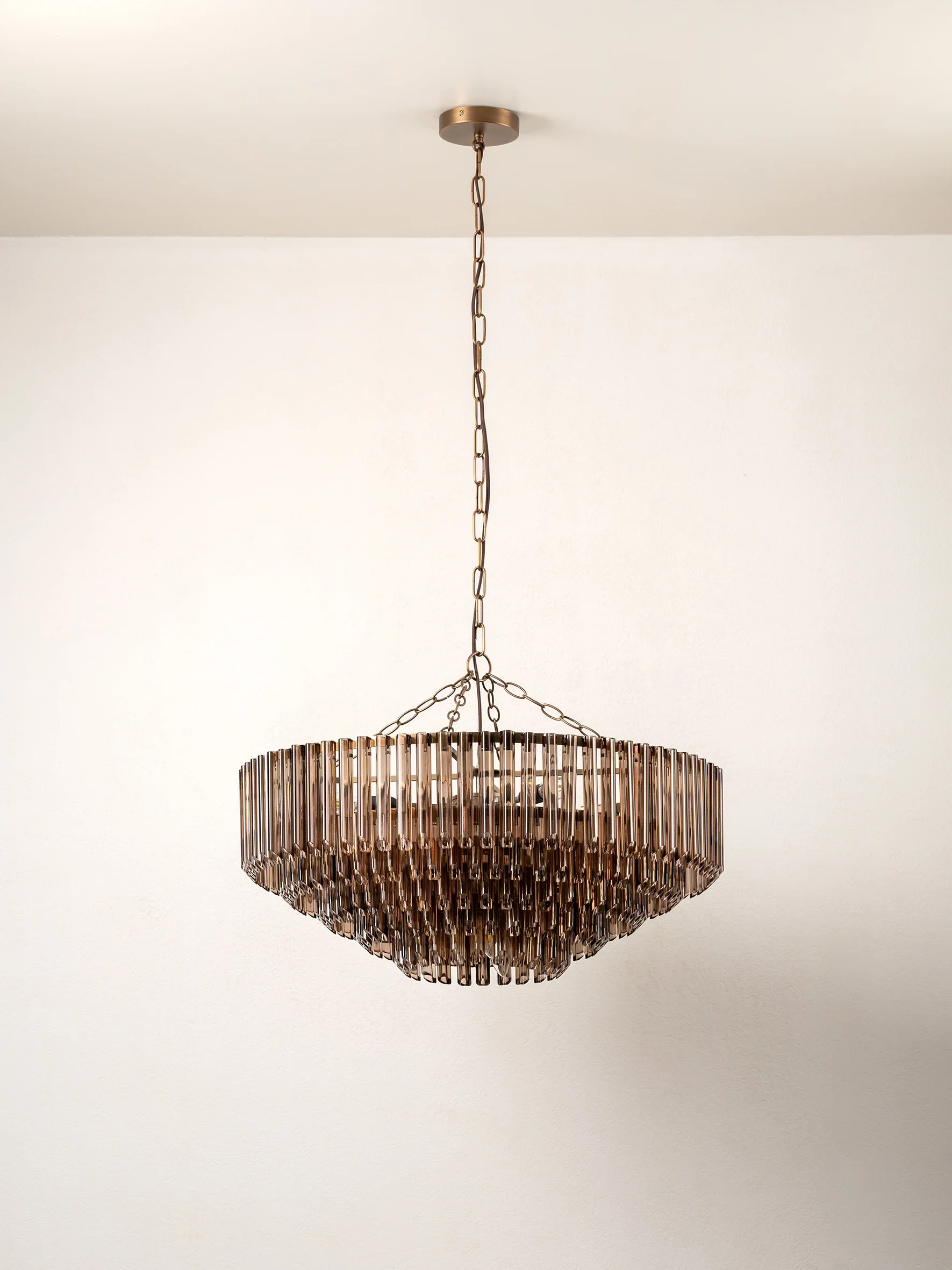 Petalia - 9 light bronze and smoked chocolate glass tube wide chandelier