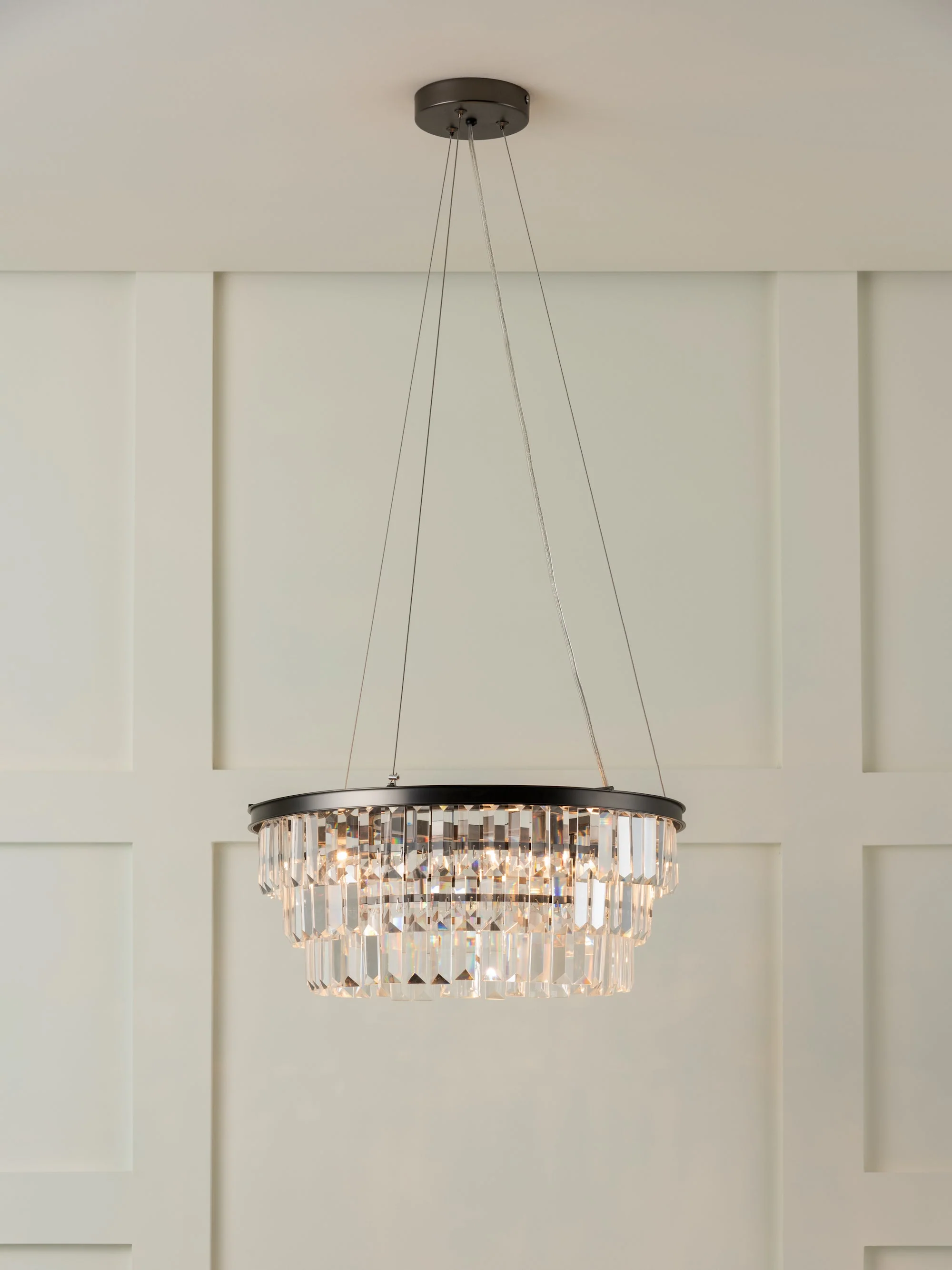 Alila - 5 light graphite silver tiered crystal glass chandelier