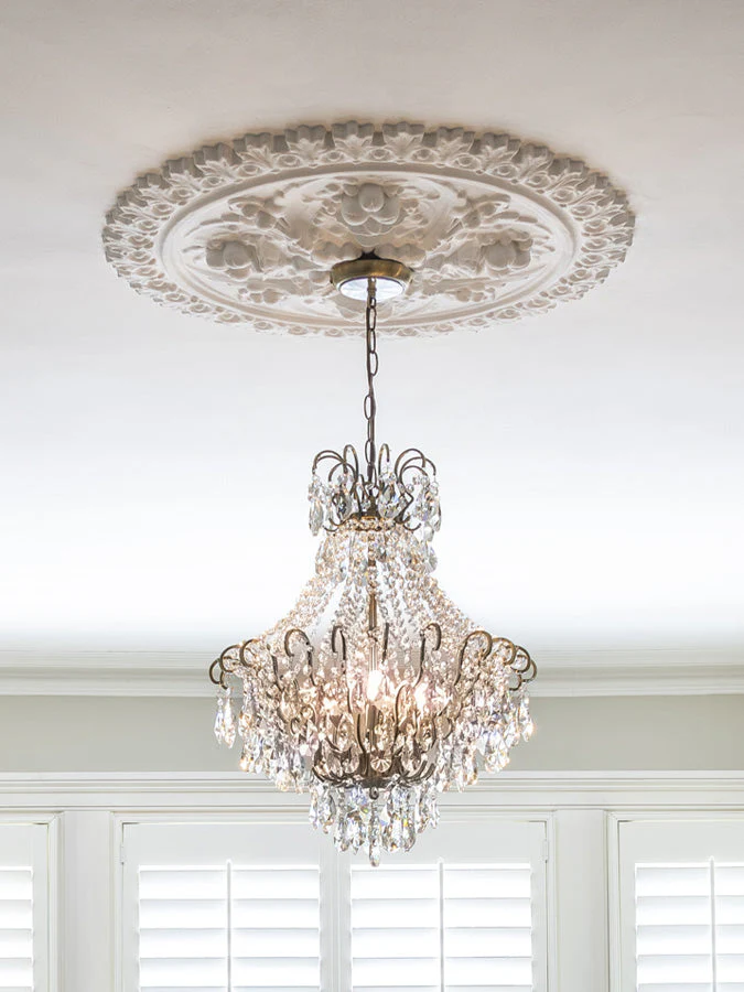 Lina - 4 light antique brass crystal glass chandelier