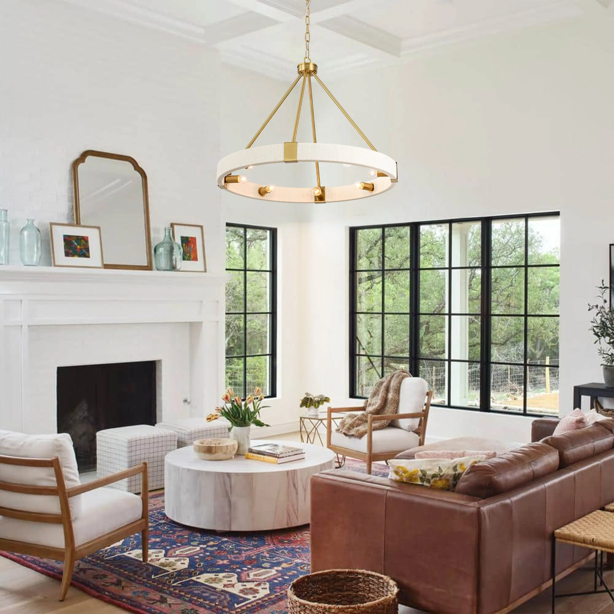 Velroa 8-Light Dimmable Fabric Boho Ring Chandelier (27)