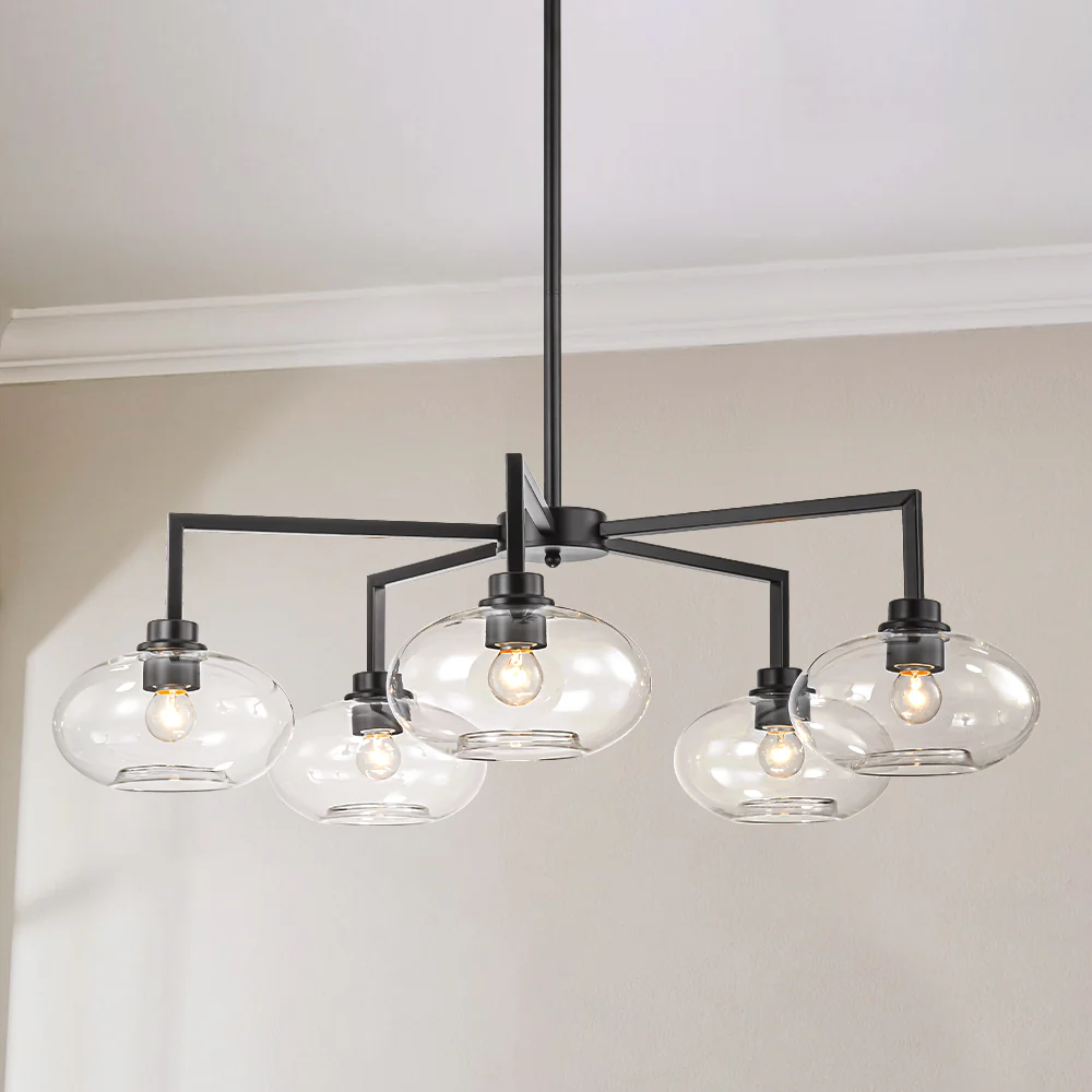 Avelon 5-Light Dimmable Clear Glass Modern Linear Chandelier (33)