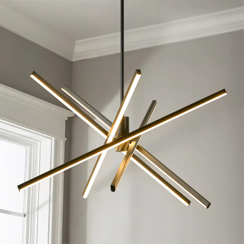 Nortivy 5-Light Aluminum Dimmable LED Modern Linear Chandelier (31)