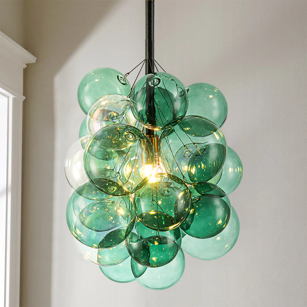 Clairorb 1-Light Cluster Glass Globe Bubble Glam Chandelier (18)