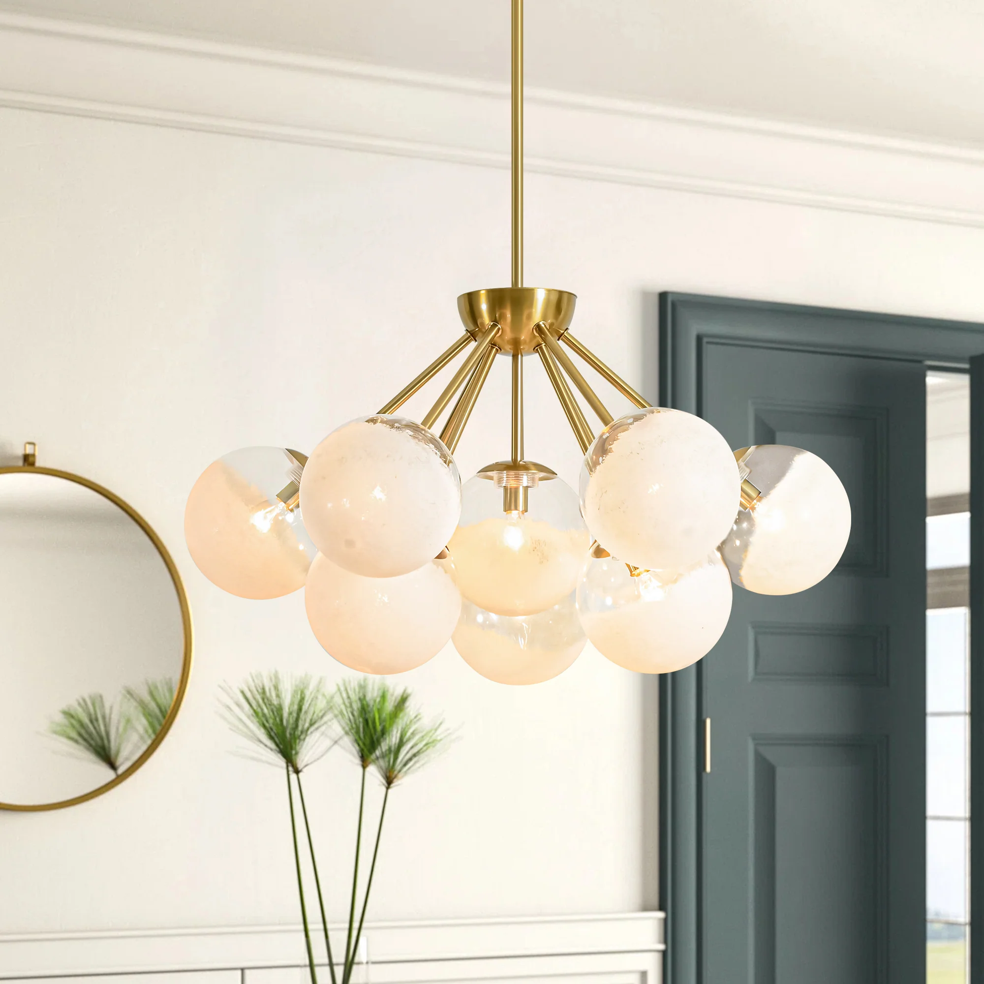 Veylin 10-Light Dimmable Glass Modern Globe Cluster Chandelier (23)