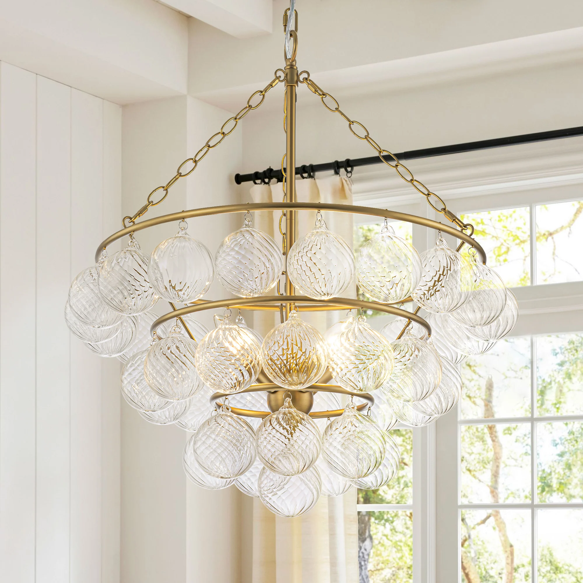 Cavoya 4-Light Dimmable Glass Traditional Bubble Chandelier (22)