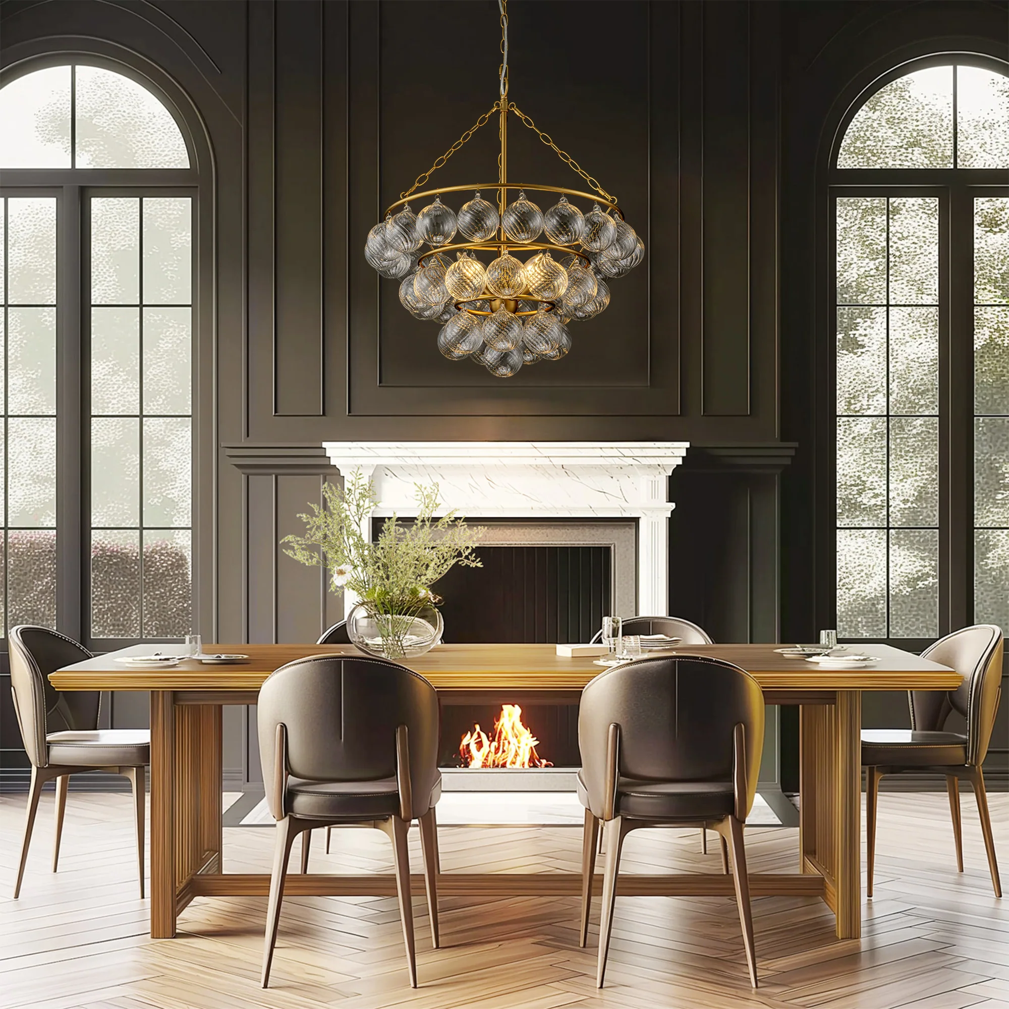 Cavoya 4-Light Dimmable Glass Traditional Bubble Chandelier (22)