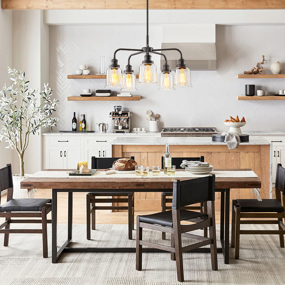 Avelon 5-Light Dimmable Glass Farmhouse Bell Shaded Chandelier (24)