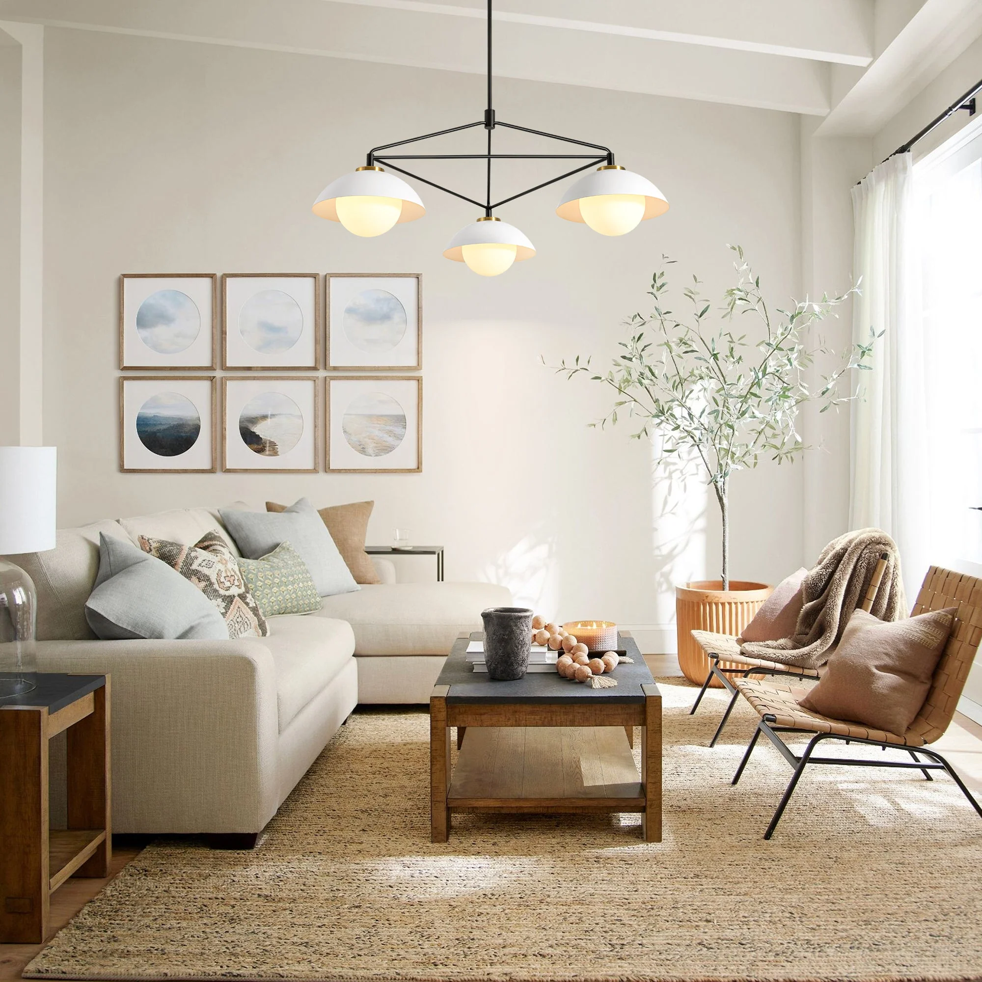 Velroa 3-Light Dimmable Glass Industrial Dome Shaded Chandelier (42)