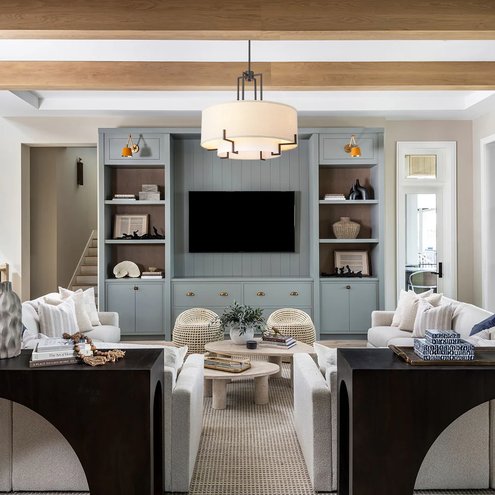 Brilune 4-Light Dimmable Fabric Boho Drum Shaded Chandelier (25)