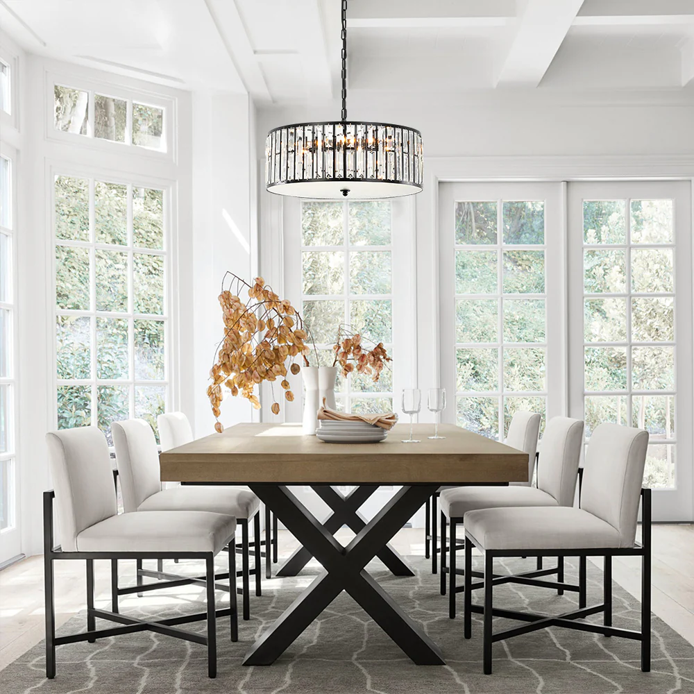 Velroa 6-Light Dimmable Crystal Modern Drum Shaded Chandelier (19)